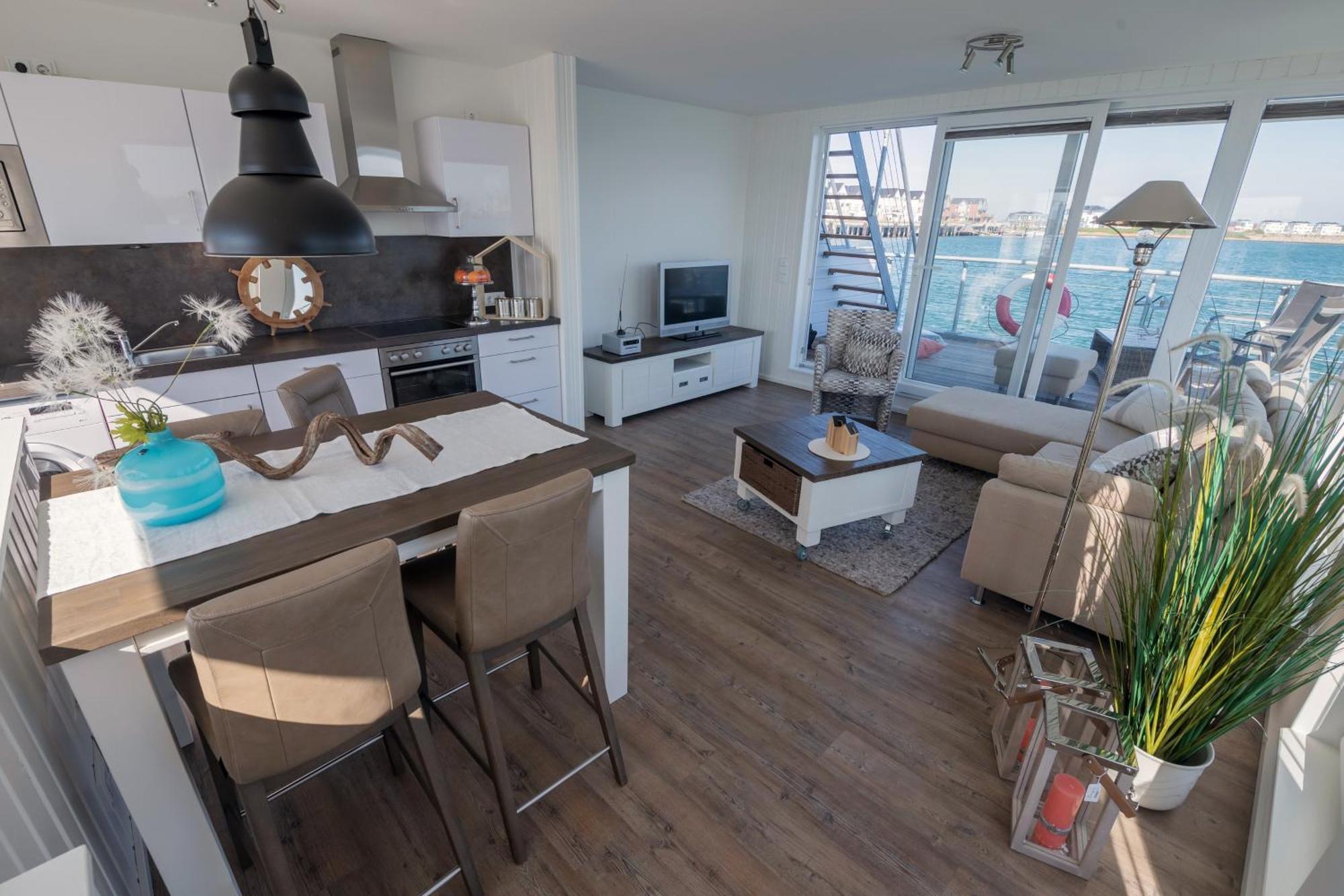 Schwimmendes Ferienhaus Antares One By Seeblick Ferien Oro, Rundum Wasser, Sauna Olpenæs Eksteriør billede